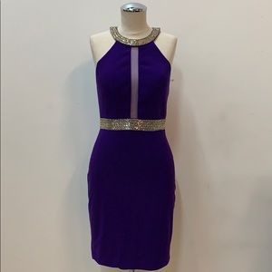 Sexy Fitted Sheer Purple Midi Dress XS